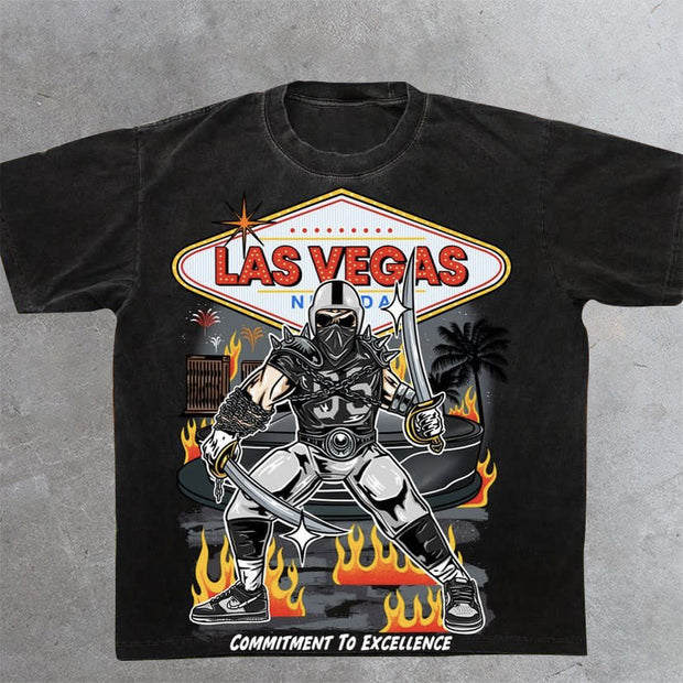 Warrior Print Casual Street Tee