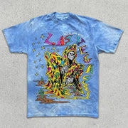 Skull graphic print tie-dye short-sleeve T-shirt