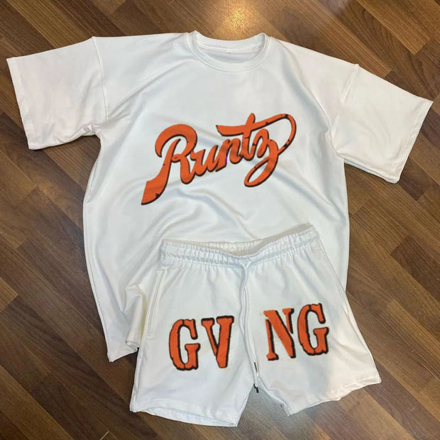 Street Letter Print Shorts Set
