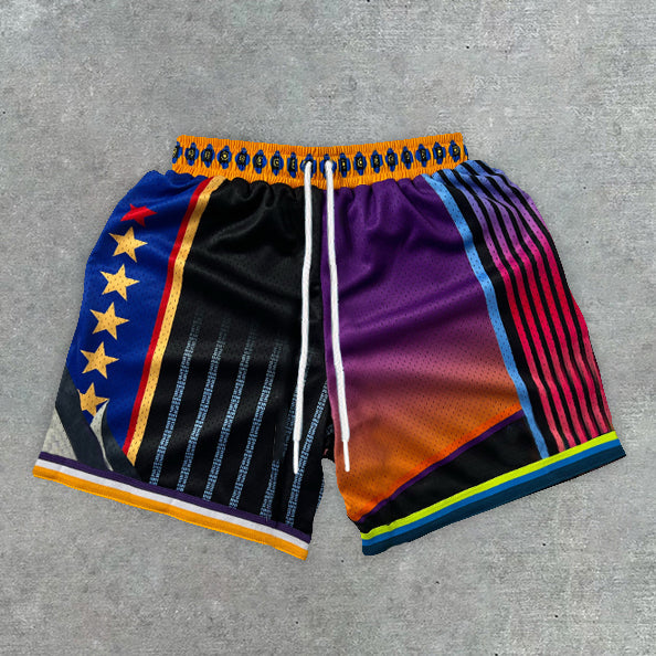 Fashionable preppy star-striped track shorts