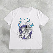 astronaut butterfly design print T-shirt
