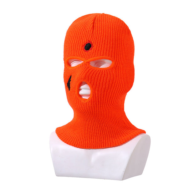 Balaclava three-hole hat outdoor riding headgear knitted warm ski mask
