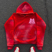 Personalized rhinestone heart print hoodie