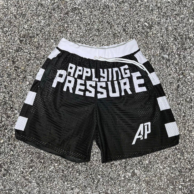 Black And White Print Mesh Shorts