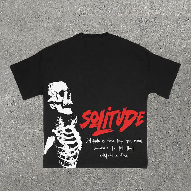 Solitvde Skull Print Short Sleeve T-Shirt