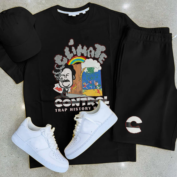 Casual Fashion Cartoon Short Sleeve Suit