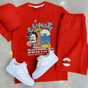 Casual Fashion Cartoon Short Sleeve Suit