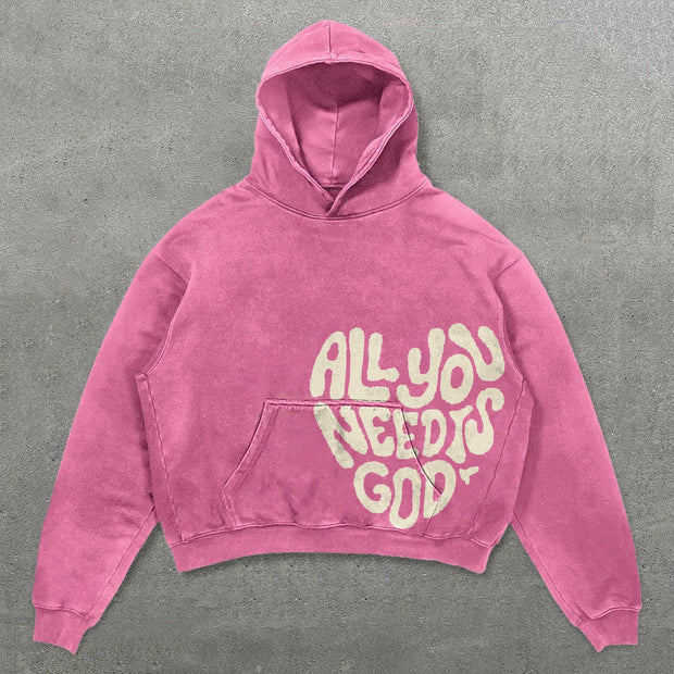 All You Need Is God Print Long Sleeve Hoodies