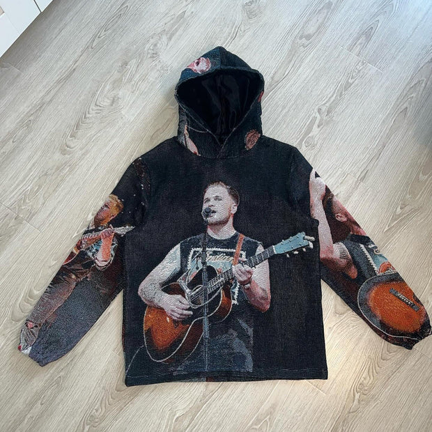 Fashionable statement tapestry print hoodie