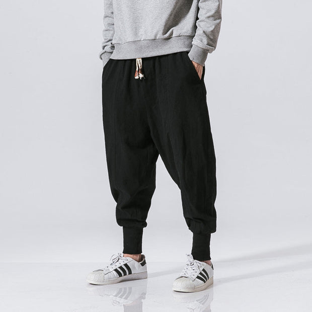 Cotton and linen solid color closed cotton and linen pants trousers