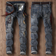 Shredded embroidered indian jeans