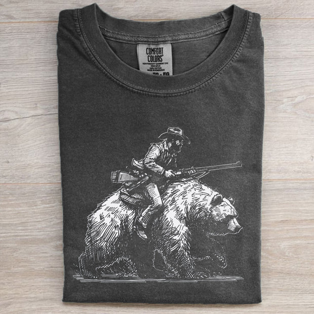 Retro Lumberjack Cowboy Riding A Bear 90s T-shirt