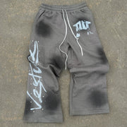 Hip-hop retro graffiti street wide-leg sweat pants
