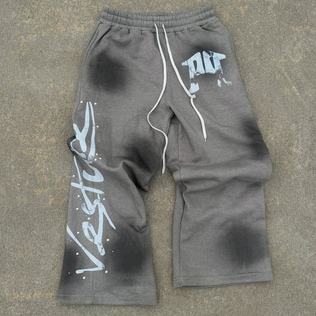 Hip-hop retro graffiti street wide-leg sweat pants