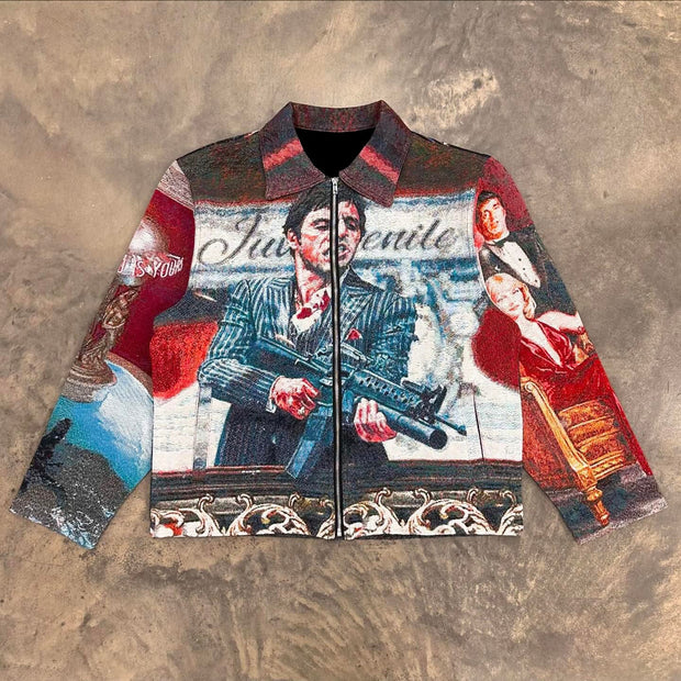 The World Is Yours Print Zipped Jacket