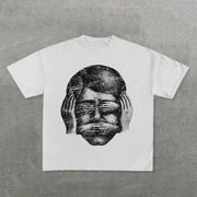 Hear No See No Speak No Evil Print Short Sleeve T-Shirt