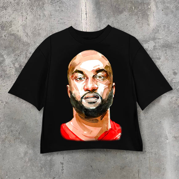 Fashionable round neck printed graphic loose T-shirt