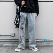 Street fashion print casual loose jeans