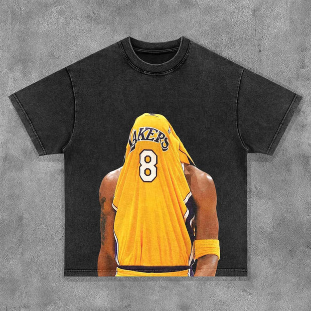 Kobe Print Washed Short Sleeve T-Shirt