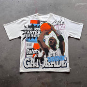 Fashion Be Like Mike Print Short Sleeve T-Shirt