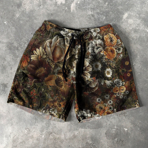 Vintage Floral Print 5 Inseam Shorts
