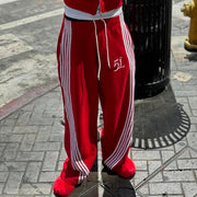 Stripe 5L Print Pocket Flared Trousers