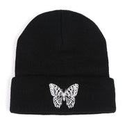 Butterfly embroidery knitted hat hip hop woolen cap warm cap cold cap