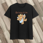 Cotton round neck face dog print street fashion T-shirt