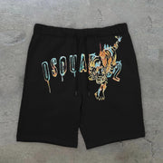 Vintage Hip-Hop Art Pattern Cotton Shorts