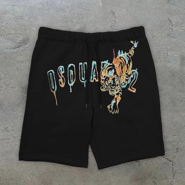 Vintage Hip-Hop Art Pattern Cotton Shorts