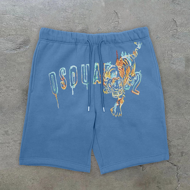 Vintage Hip-Hop Art Pattern Cotton Shorts