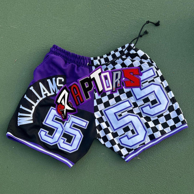 New plaid NO. 55 casual sports mesh shorts
