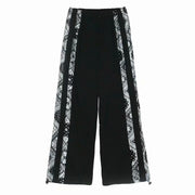 Street retro side cashew flower striped sports casual trousers