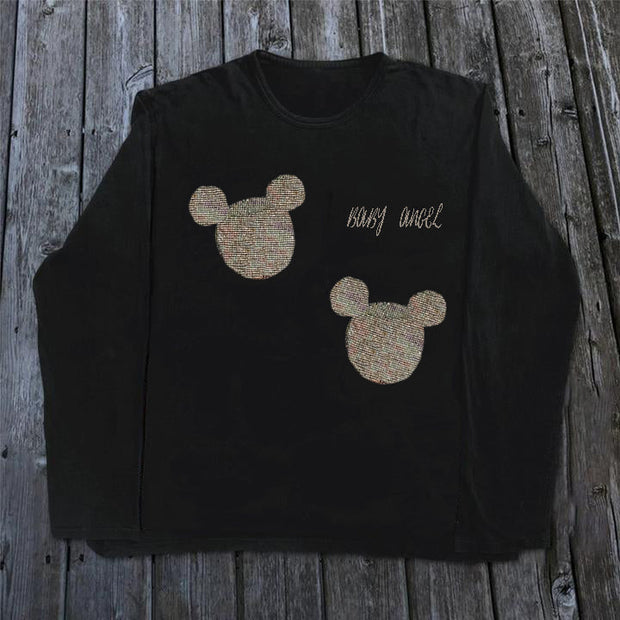 Retro street fashion round neck long sleeve sweater