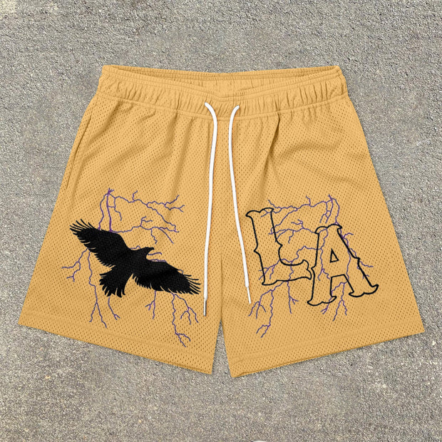Peace Vintage Artistic Mesh Shorts