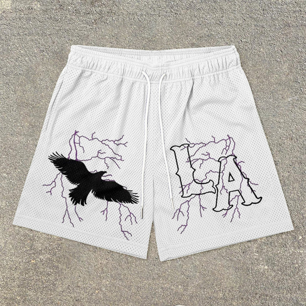 Peace Vintage Artistic Mesh Shorts
