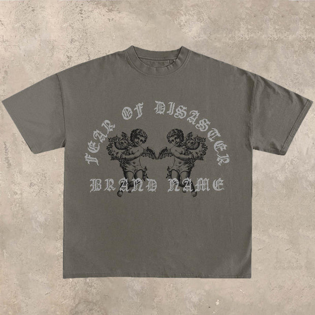 Casual Vintage Angel Print Short Sleeve T-Shirt