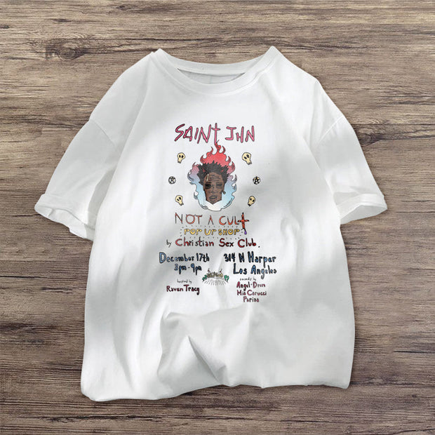 Casual retro fashion short sleeve couple T-shirt