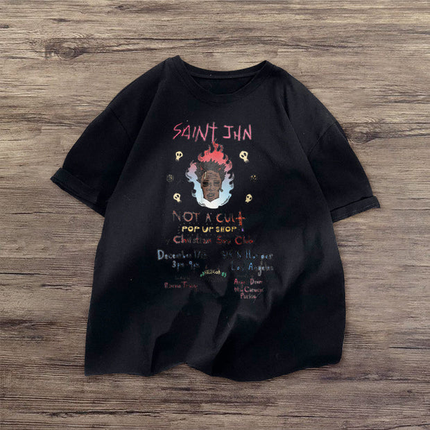 Casual retro fashion short sleeve couple T-shirt