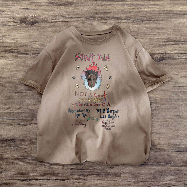 Casual retro fashion short sleeve couple T-shirt