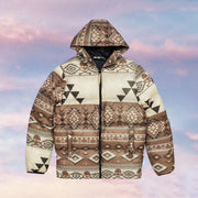 Retro fashion thickened padded jacket with hood and zippers