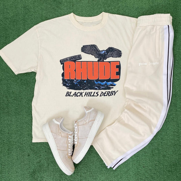 Words Print T-shirt Sweatpants Two Piece Set