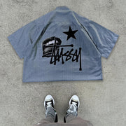 Retro casual print short sleeve shirt