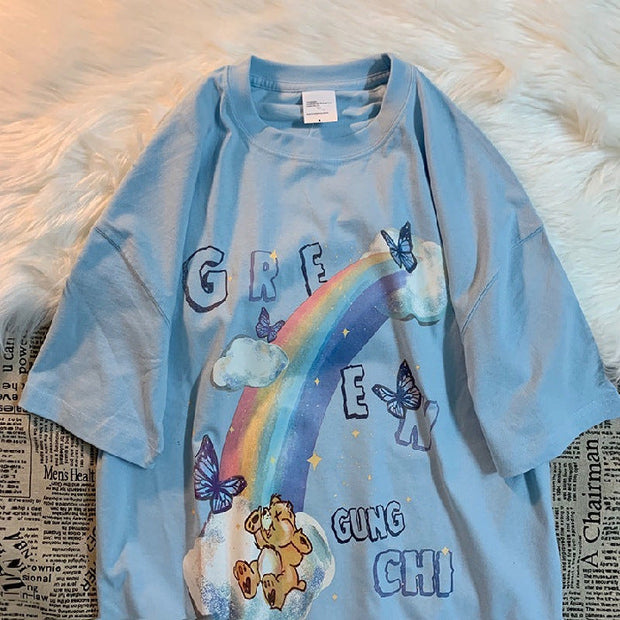 Fashion personality bear print T-shirt