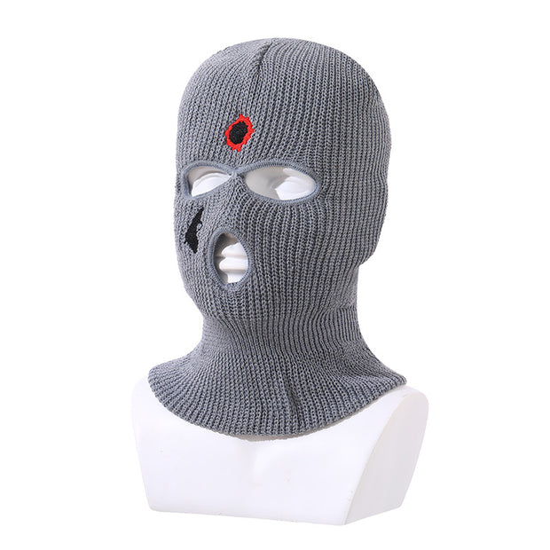 Balaclava three-hole hat outdoor riding headgear knitted warm ski mask