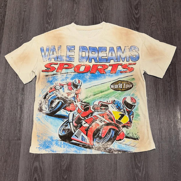 Fashion Racing Letters Print Short Sleeve T-Shirt