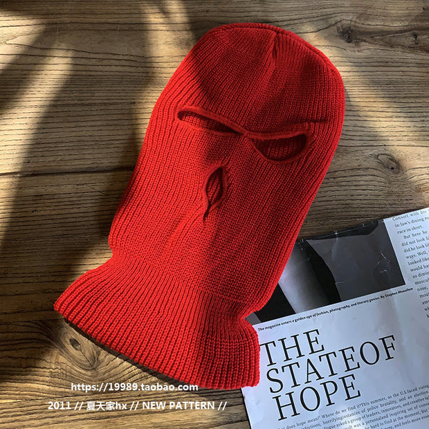 Autumn and winter warm hood solid color personality funny knitted woolen hat