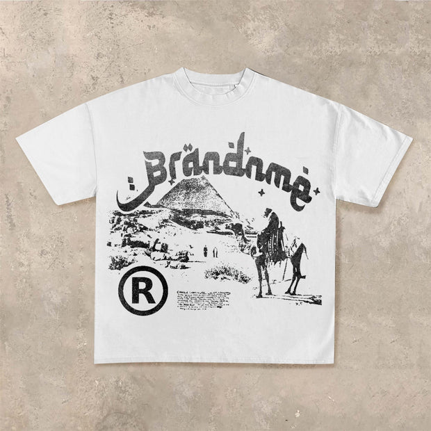 Retro personalized round neck T-shirt