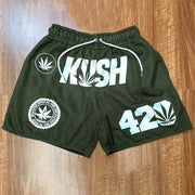 Fashion double layer mesh print shorts