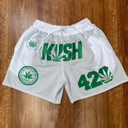 Fashion double layer mesh print shorts